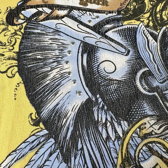 Vtg‎ Y2K Bugle Boy T-Shirt Men’s Large Yellow Skull Gothic Armor Tattoo Print - Picture 5 of 16